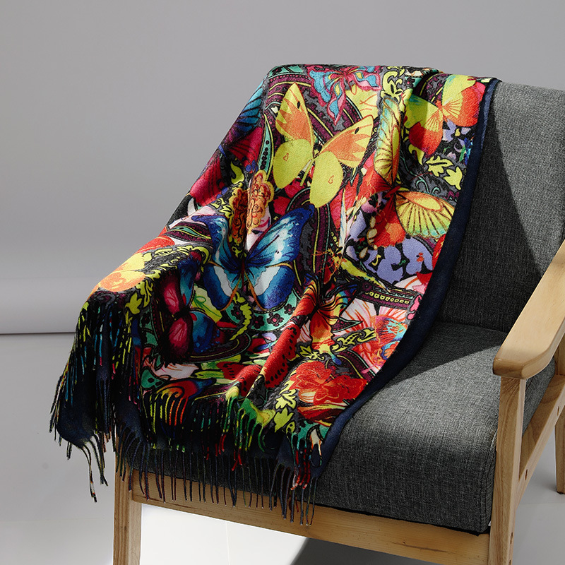 Luxury Brand Oil Painting Cash - Wool Scarf Men ulasan dan harga