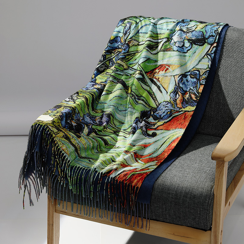 Luxury Brand Oil Painting Cash - Wool Scarf Men ulasan dan harga