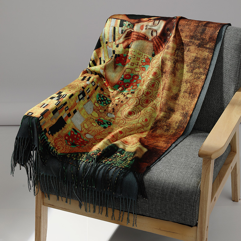 Luxury Brand Oil Painting Cash - Wool Scarf Men ulasan dan harga